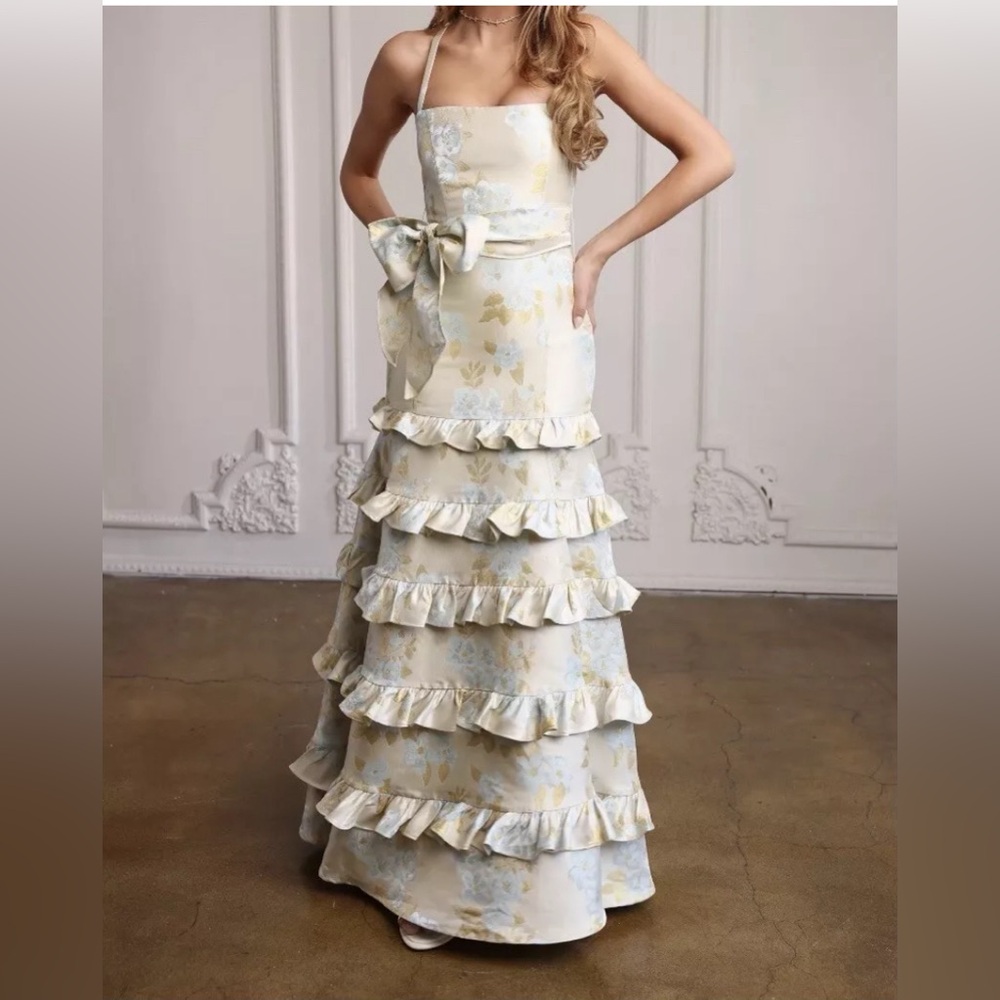 THE PIANA DRESS IN ICE CREAM BAROQUE FLORAL